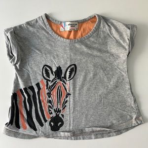 [ Adventure Wear by Copper Key Gray Cotton Shirt with Zebra Print ] Size 2T